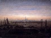 Caspar David Friedrich Greifswald in Moonlight oil painting artist